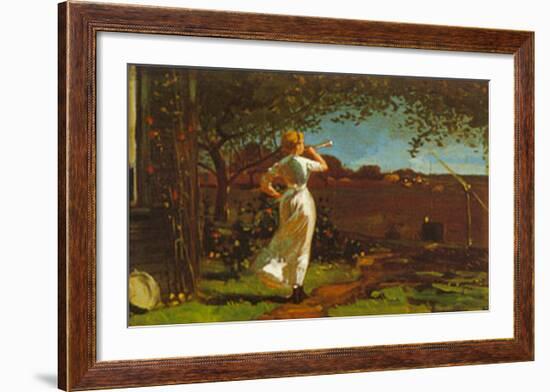 The Dinner Horn-Winslow Homer-Framed Art Print