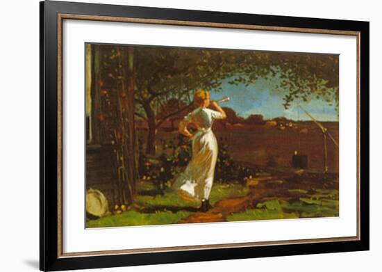 The Dinner Horn-Winslow Homer-Framed Art Print