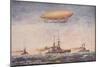 The Dirigible Airship Clement Bayard II and Superdreadnought Battleships-null-Mounted Giclee Print