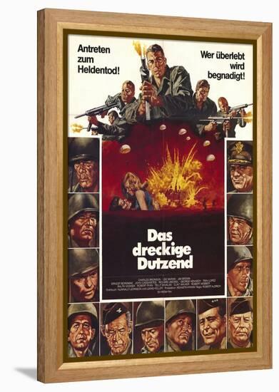 The Dirty Dozen, German Movie Poster, 1967-null-Framed Stretched Canvas