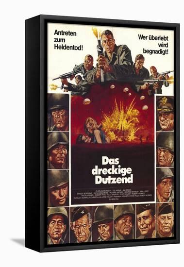The Dirty Dozen, German Movie Poster, 1967-null-Framed Stretched Canvas