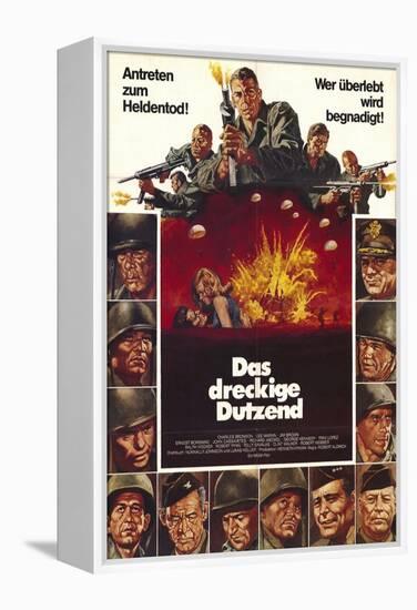 The Dirty Dozen, German Movie Poster, 1967-null-Framed Stretched Canvas