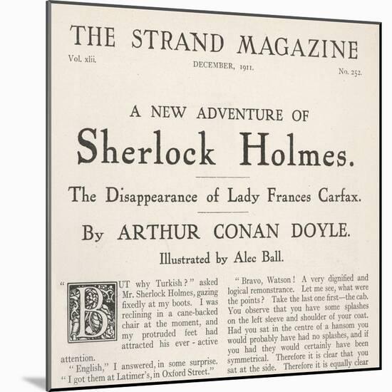 The Disappearance of Lady Frances Carfax Title Page of the Strand Magazine-null-Mounted Art Print