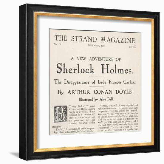 The Disappearance of Lady Frances Carfax Title Page of the Strand Magazine-null-Framed Art Print