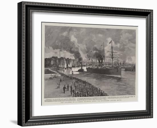 The Disaster to a French Atlantic Liner, La Bourgogne Leaving Havre-null-Framed Giclee Print