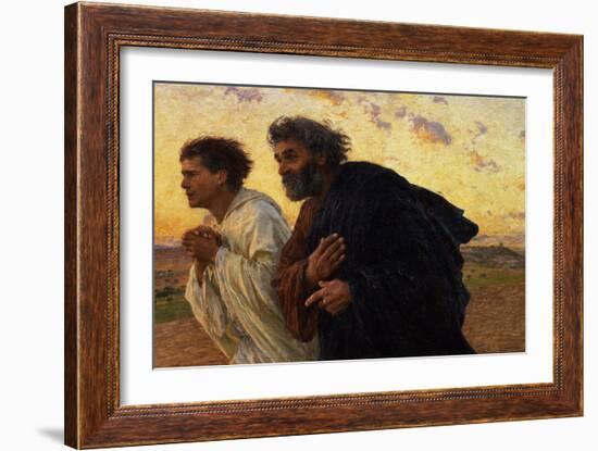 The Disciples Peter and John Running to Sepulchre on the Morning of the Resurrection, circa 1898-Eugene Burnand-Framed Premium Giclee Print