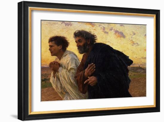 The Disciples Peter and John Running to Sepulchre on the Morning of the Resurrection, circa 1898-Eugene Burnand-Framed Premium Giclee Print