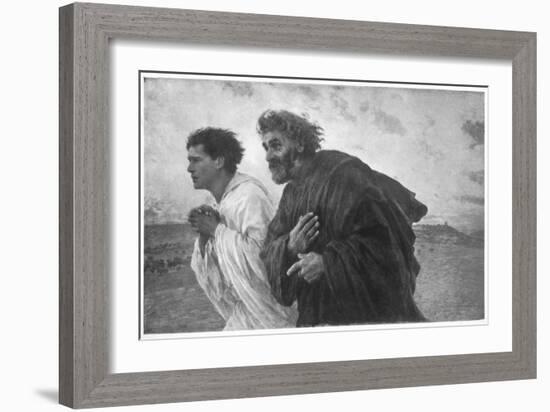 'The Disciples Peter and John Running to the Sepulchre on the Morning of the Resurrection', c1898-Eugene Burnand-Framed Giclee Print