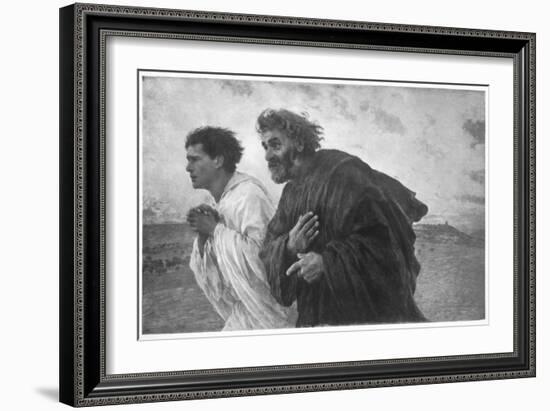 'The Disciples Peter and John Running to the Sepulchre on the Morning of the Resurrection', c1898-Eugene Burnand-Framed Giclee Print