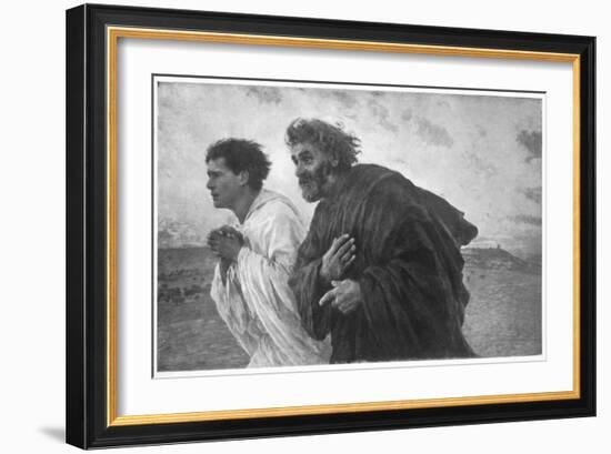 'The Disciples Peter and John Running to the Sepulchre on the Morning of the Resurrection', c1898-Eugene Burnand-Framed Giclee Print