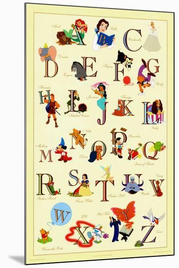 the disney alphabet mounted print by artcom