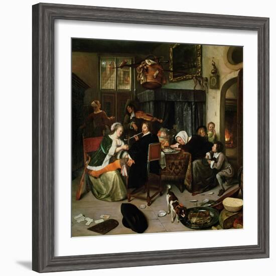 The Dissolute Household, 1668-Jan Havicksz. Steen-Framed Giclee Print