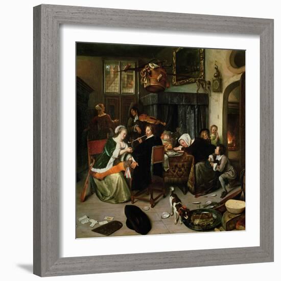 The Dissolute Household, 1668-Jan Havicksz. Steen-Framed Giclee Print