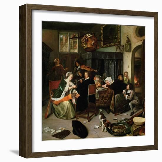 The Dissolute Household, 1668-Jan Havicksz. Steen-Framed Giclee Print