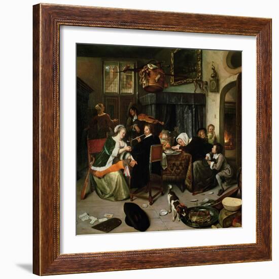 The Dissolute Household, 1668-Jan Havicksz. Steen-Framed Giclee Print