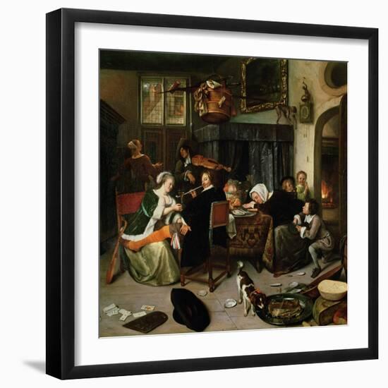 The Dissolute Household, 1668-Jan Havicksz. Steen-Framed Giclee Print