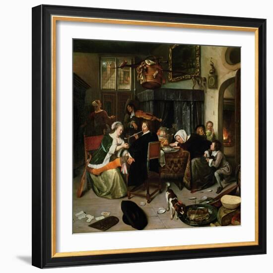 The Dissolute Household, 1668-Jan Havicksz. Steen-Framed Giclee Print