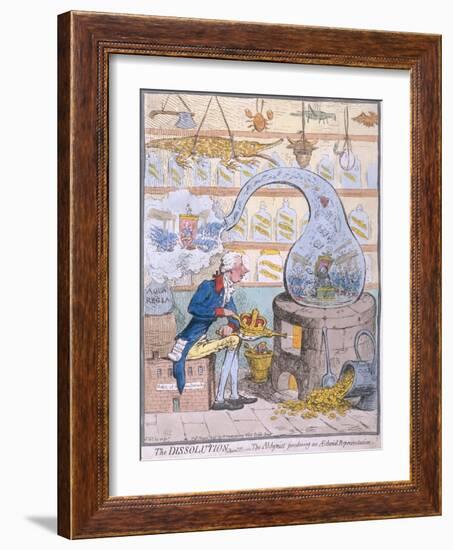 The Dissolution, or the Alchymist Producing an Aetherial Representation, Published by Hannah…-James Gillray-Framed Giclee Print