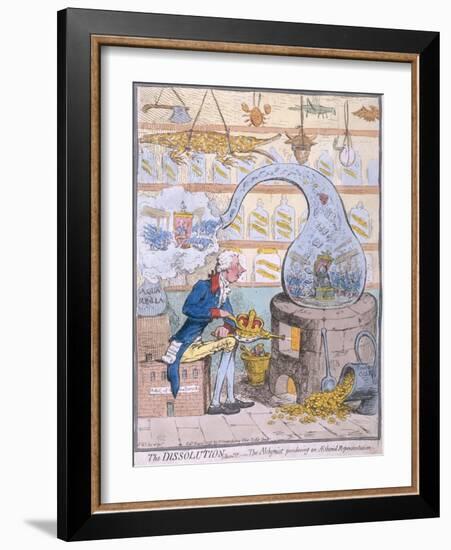 The Dissolution, or the Alchymist Producing an Aetherial Representation, Published by Hannah…-James Gillray-Framed Giclee Print