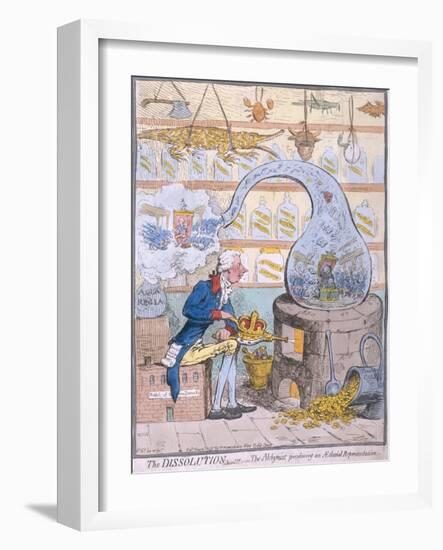 The Dissolution, or the Alchymist Producing an Aetherial Representation, Published by Hannah…-James Gillray-Framed Giclee Print