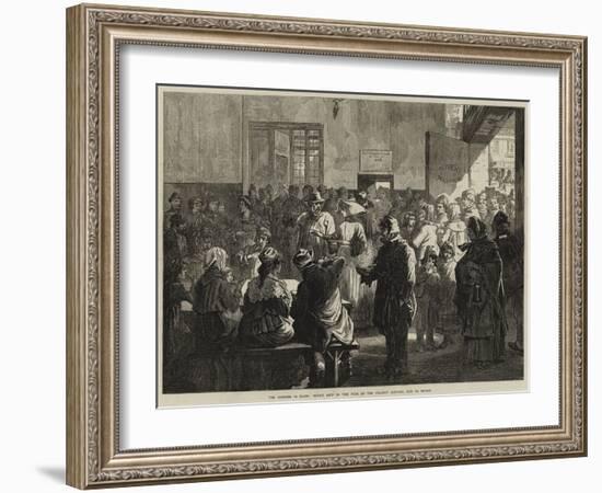 The Distress in Paris, Giving Soup to the Poor at the Charity Kitchen, Rue De Sevres-null-Framed Giclee Print