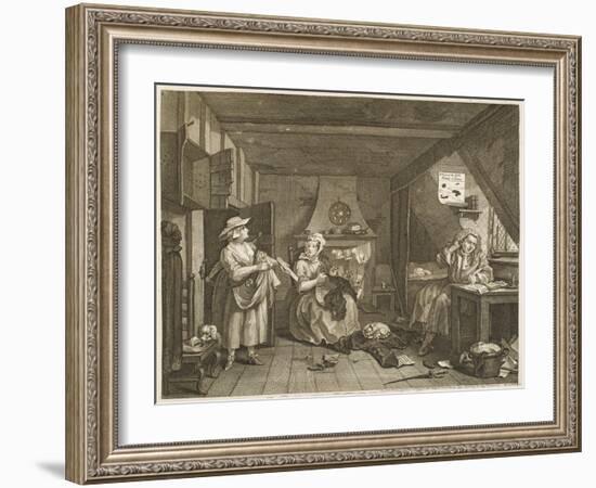 The Distressed Poet a Poor Poet Wonders What to Write-William Hogarth-Framed Art Print