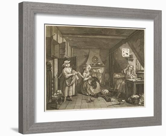 The Distressed Poet a Poor Poet Wonders What to Write-William Hogarth-Framed Art Print