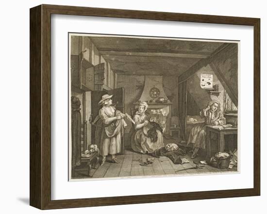 The Distressed Poet a Poor Poet Wonders What to Write-William Hogarth-Framed Art Print