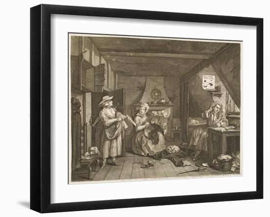 The Distressed Poet a Poor Poet Wonders What to Write-William Hogarth-Framed Art Print