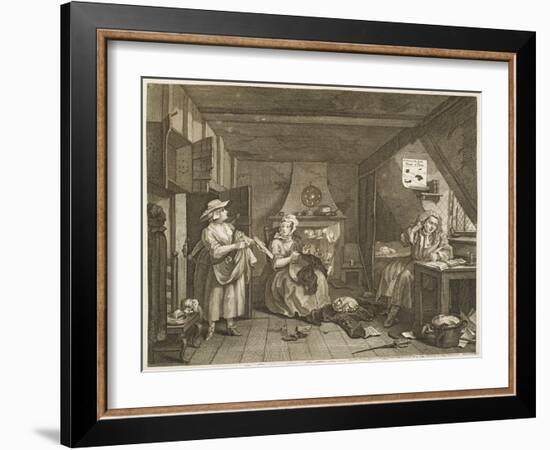 The Distressed Poet a Poor Poet Wonders What to Write-William Hogarth-Framed Art Print