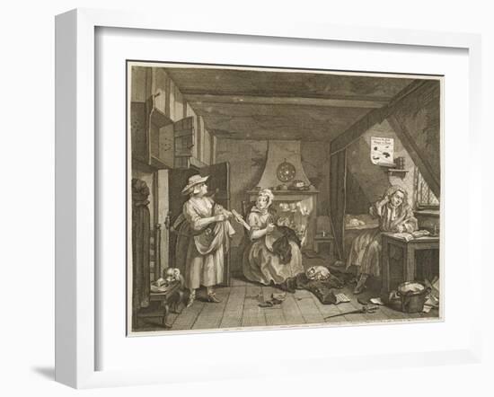 The Distressed Poet a Poor Poet Wonders What to Write-William Hogarth-Framed Art Print