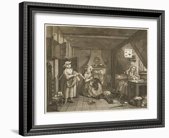 The Distressed Poet a Poor Poet Wonders What to Write-William Hogarth-Framed Art Print