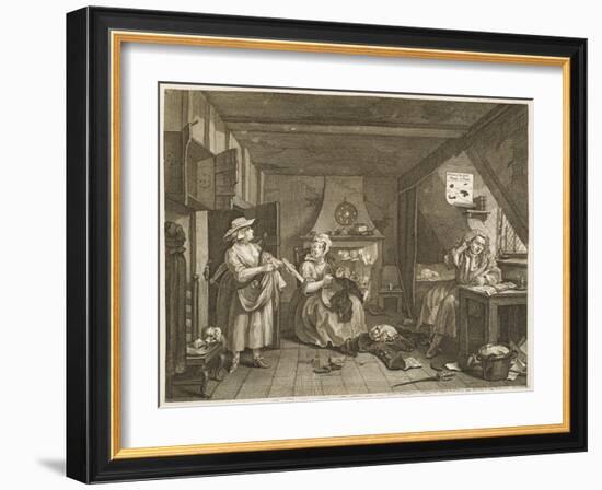 The Distressed Poet a Poor Poet Wonders What to Write-William Hogarth-Framed Art Print