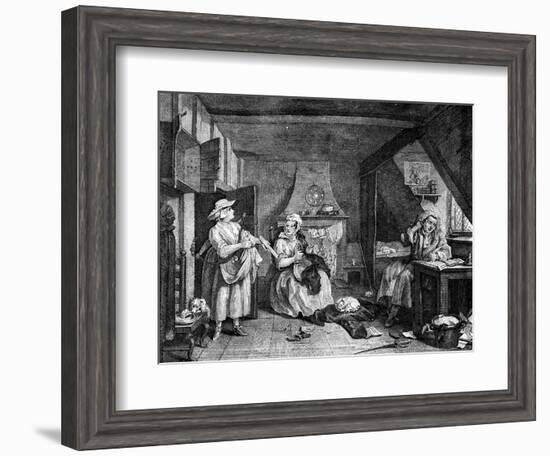 The Distrest Poet, 1740-William Hogarth-Framed Giclee Print