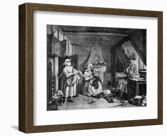 The Distrest Poet, 1740-William Hogarth-Framed Giclee Print