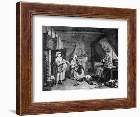 The Distrest Poet, 1740-William Hogarth-Framed Giclee Print