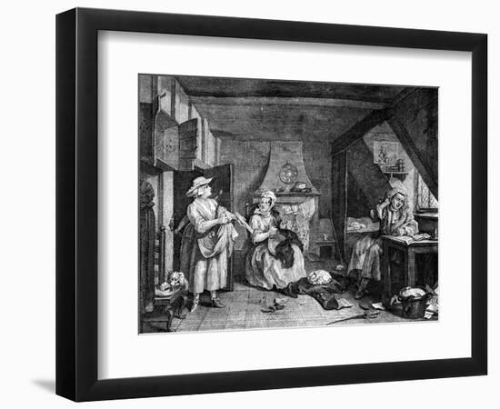 The Distrest Poet, 1740-William Hogarth-Framed Giclee Print