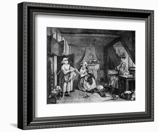 The Distrest Poet, 1740-William Hogarth-Framed Giclee Print