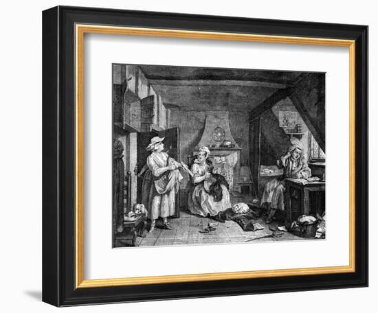 The Distrest Poet, 1740-William Hogarth-Framed Giclee Print