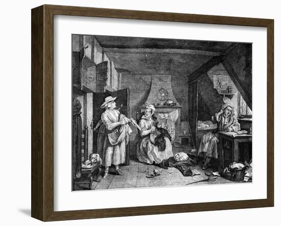 The Distrest Poet, 1740-William Hogarth-Framed Giclee Print