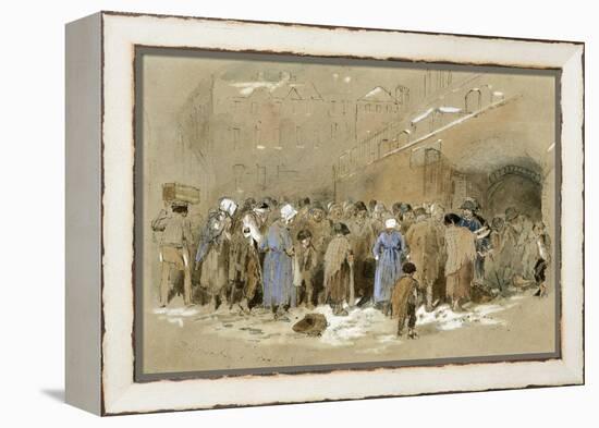 The Distribution of Coals (W/C & Bodycolour on Paper)-Myles Birket Foster-Framed Premier Image Canvas