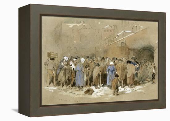 The Distribution of Coals (W/C & Bodycolour on Paper)-Myles Birket Foster-Framed Premier Image Canvas