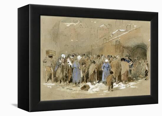 The Distribution of Coals (W/C & Bodycolour on Paper)-Myles Birket Foster-Framed Premier Image Canvas