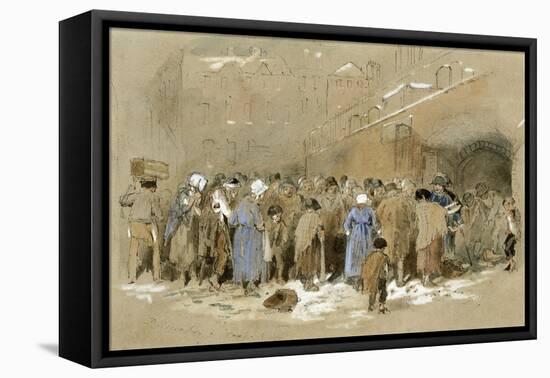 The Distribution of Coals (W/C & Bodycolour on Paper)-Myles Birket Foster-Framed Premier Image Canvas