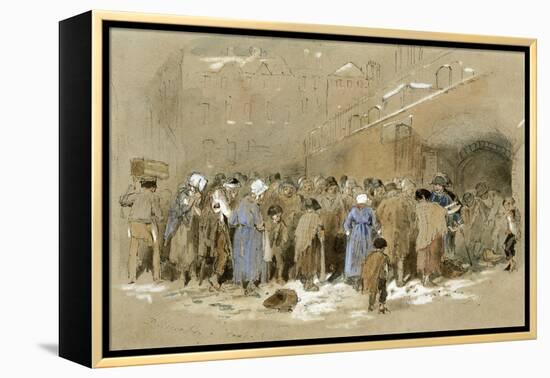 The Distribution of Coals (W/C & Bodycolour on Paper)-Myles Birket Foster-Framed Premier Image Canvas