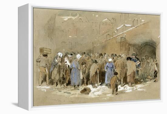 The Distribution of Coals (W/C & Bodycolour on Paper)-Myles Birket Foster-Framed Premier Image Canvas