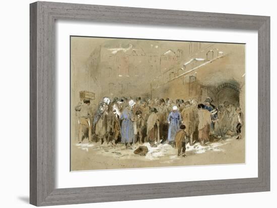 The Distribution of Coals (W/C & Bodycolour on Paper)-Myles Birket Foster-Framed Giclee Print