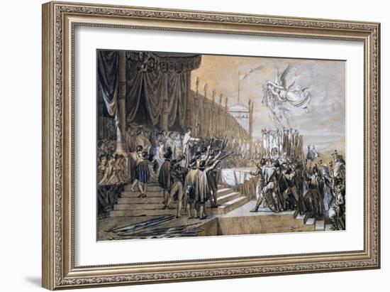 The Distribution of the Eagle Standards, 5th December 1804-Jacques Louis David-Framed Giclee Print