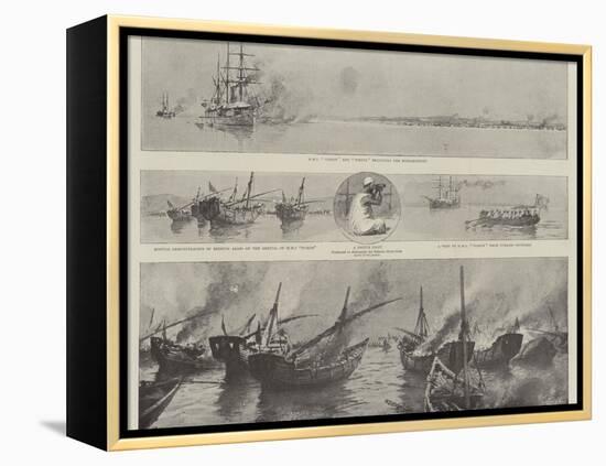 The Disturbance Off Bahrein in the Persian Gulf, the Bombardment of the Pirate Dhows-Joseph Nash-Framed Premier Image Canvas