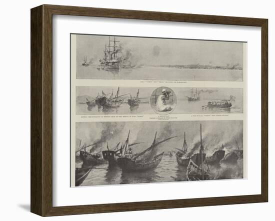 The Disturbance Off Bahrein in the Persian Gulf, the Bombardment of the Pirate Dhows-Joseph Nash-Framed Giclee Print